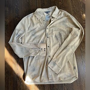 New John Varvatos LS Western Collection Copper Natural Tie Dye Shirt Medium